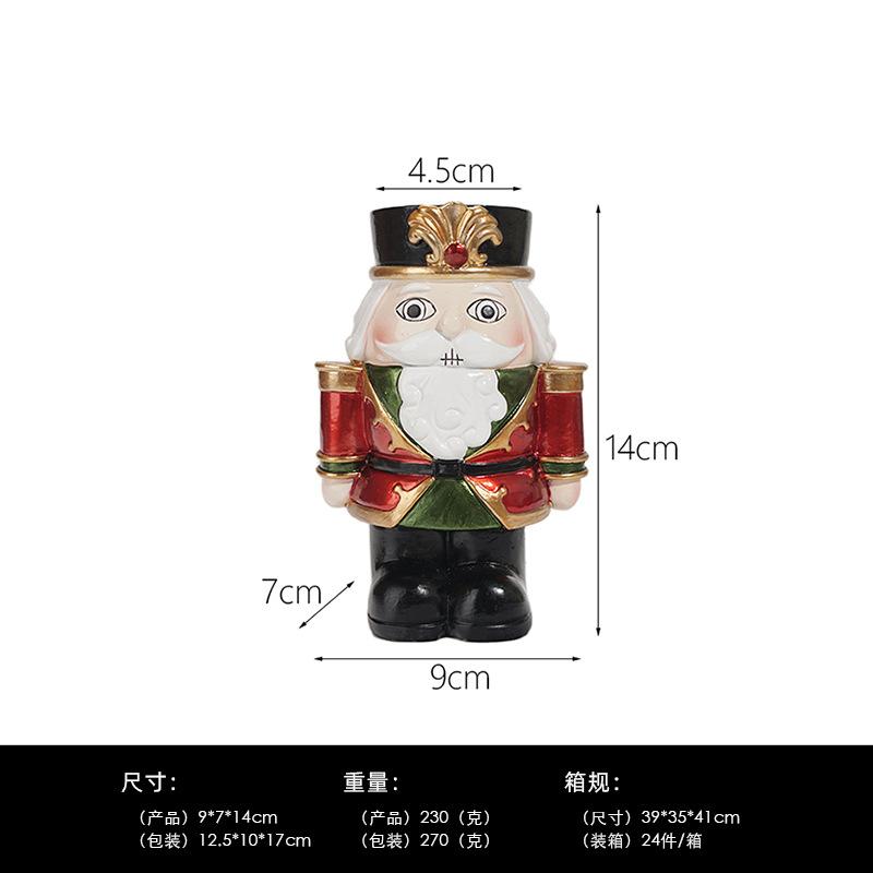 

Mini Decorative Christmas Nutcracker Resin Painted Crafts Home Decor Candlelight Dinner Candlestick Stand Candle Holder красный