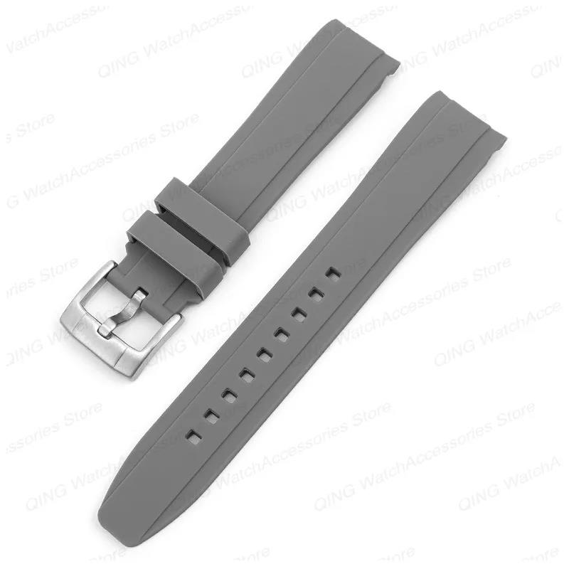 20mm 22mm Curved End Arc Rubber Watch Bands for Rolex Silicone Straps for Swatch Universal Sport Waterproof Bracelet for Citizen 3