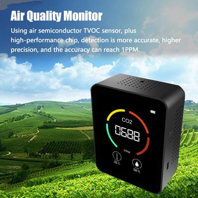 Monitor della qualità dell'aria Rilevatore portatile di anidride carbonica Misuratore di umidità della temperatura e CO2 3 in 1 TVOC