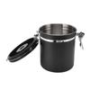 Airtight Coffee Canister Storage Jar Date Tracker CO2 Release Valve Stainless Steel Container Black