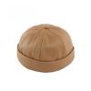 Unisex PU Leather Brimless Cap Retro Docker Hat Sailor Miki Beanie Rolled Cuff Skullcap Yuppie Streetwear Melon Cap