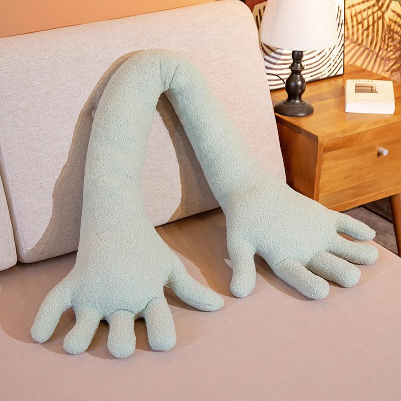Adorable Blue Hand Plush Cushion Fun And Quirky Stuffed Toy Perfect For Home Decor
