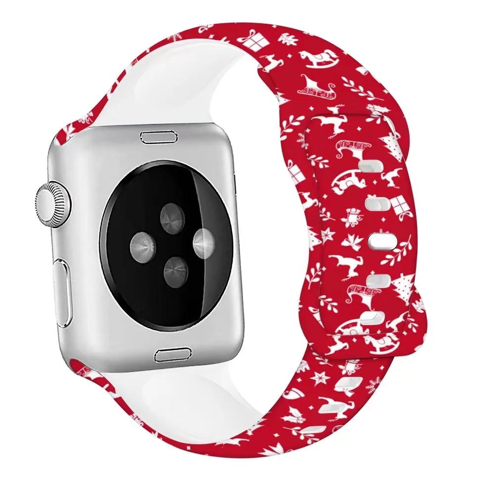 Christmas Silicone Strap For Apple Watch Ultra 49mm 10 9 8 7 45mm 41mm 42mm 46mm Bracelet Wristband iWatch 6 5 4 SE 44mm Correa