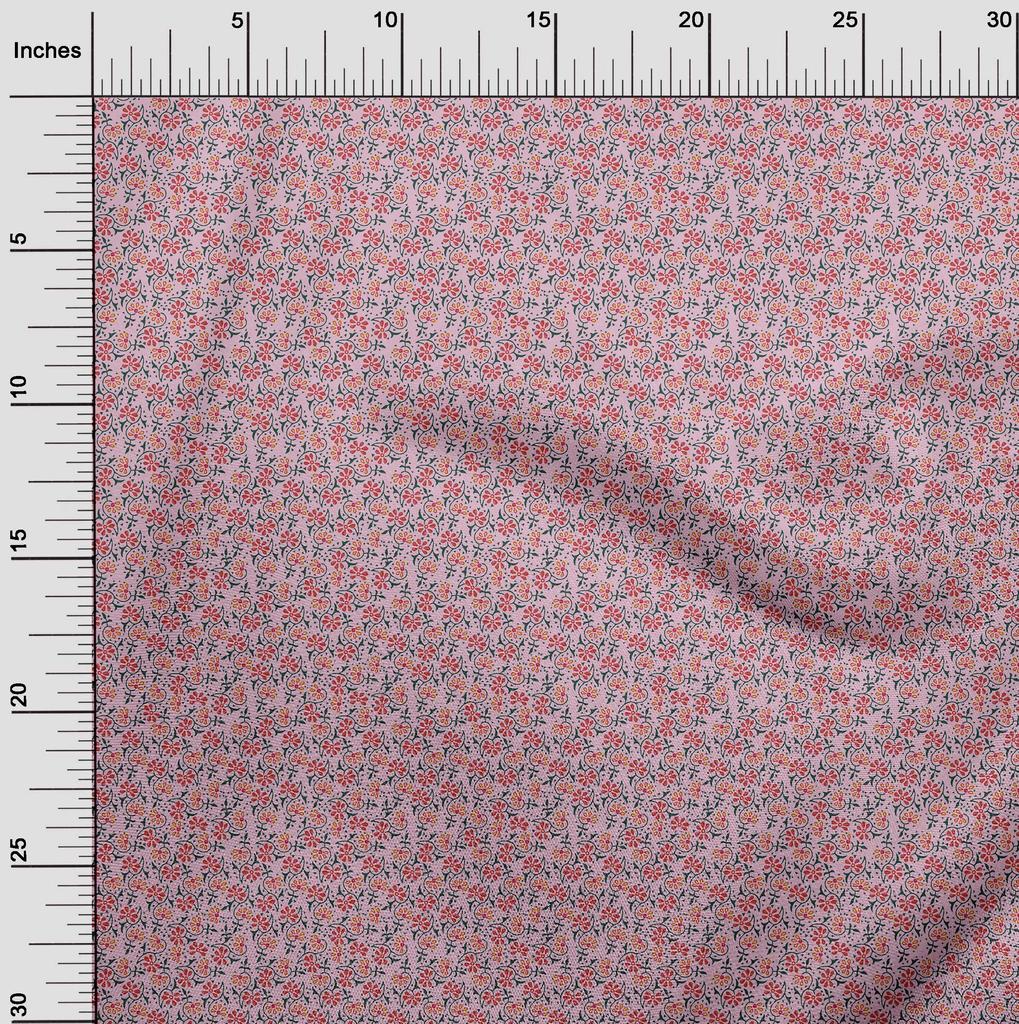 oneOone Cotton Flex Fabric Floral Block Print Fabric BTY 40 Inch Wide