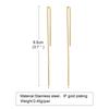 Long Threader Earrings for Women, Thin Linear Earring,Stainless Steel Chain Drop Ear Line , Fashion Korean Jewelry