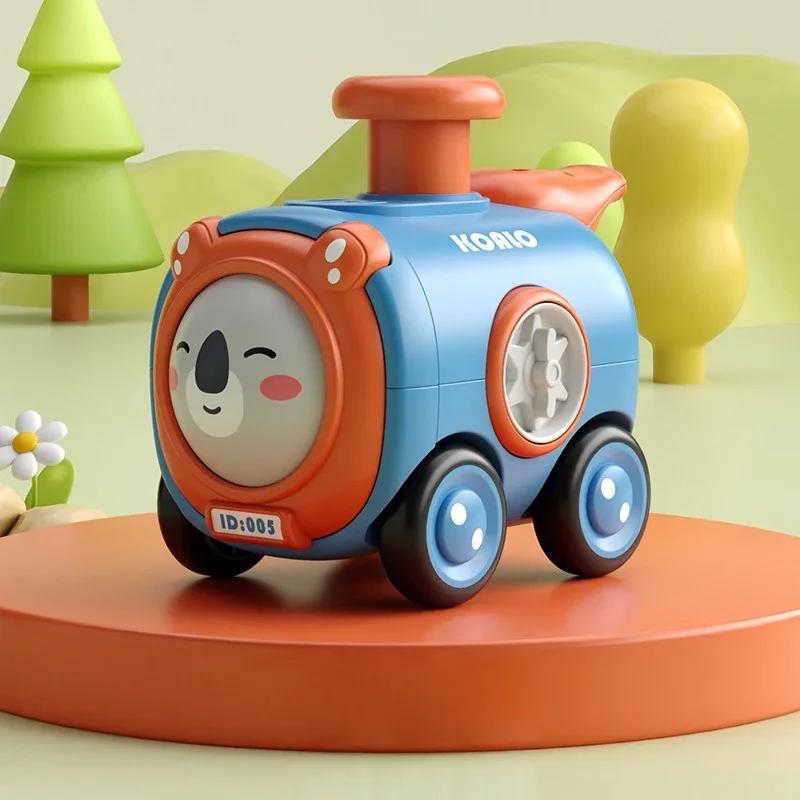 Baby Inertia Press Face Changing Train with Whistling,Small Train Impact Resistant Cartoon Car,Parent-Child Interactive Toy Gift