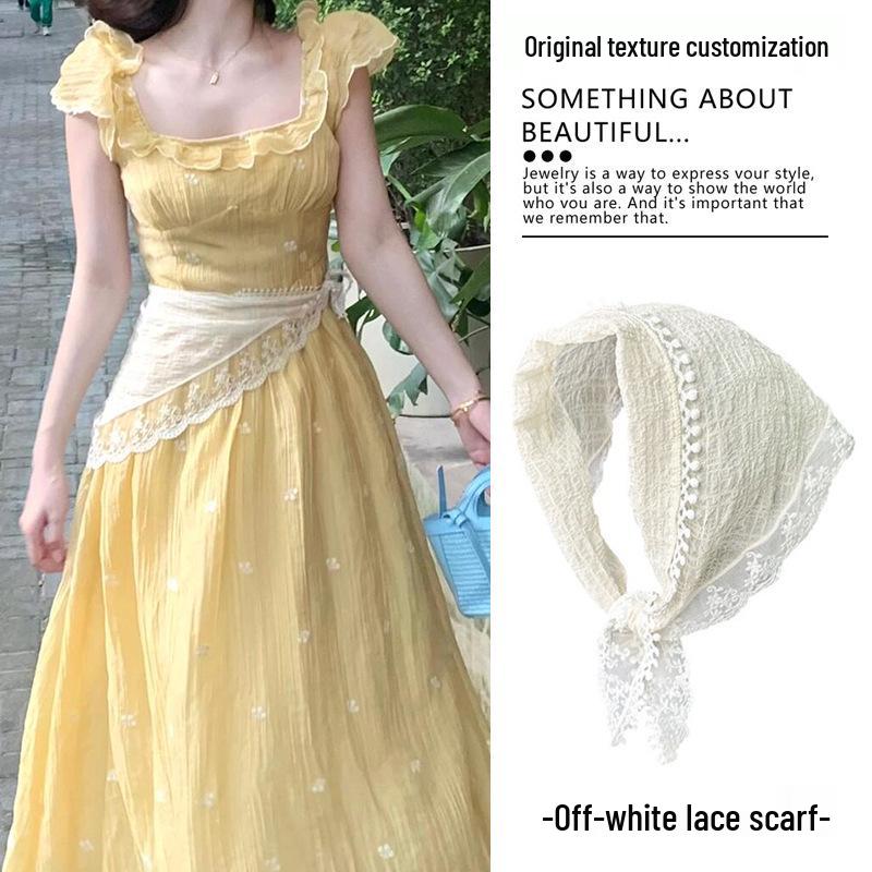 Damen Ballettrock mit Spitzensaum, Peplum-Bund und dreieckigem Schal-Accessoire (Stil 2025)