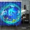 Ocean Underwater World Shower Curtains Set Dolphin Animal Cheerful Marine Life Scenery Polyester Fabric for Kids Bathroom Decor