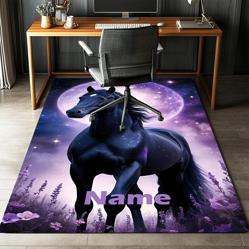 Custom Name Horse Printed Carpet,Rug for Office Chair Living Room Bedroom Kitchen Room Decor Gifts.