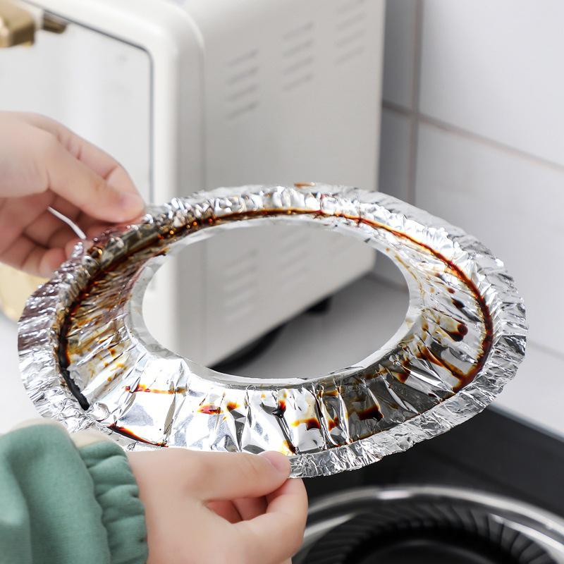 Set da 10 Pezzi Coperture in Foglio di Alluminio Spesso Protezione Anti-Olio per Fornello a Gas Copertura Protettiva Pad Pulizia Resistente Parti per Pulizia Cucina
