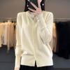 Maglione corto con stile alla moda ed elegante, camicetta esterna larga, cardigan lavorato a maglia a maniche lunghe da donna, primavera e autunno