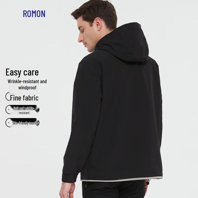 ROMON Men's Hooded Windproof Wrinkle-Resistant Jacket