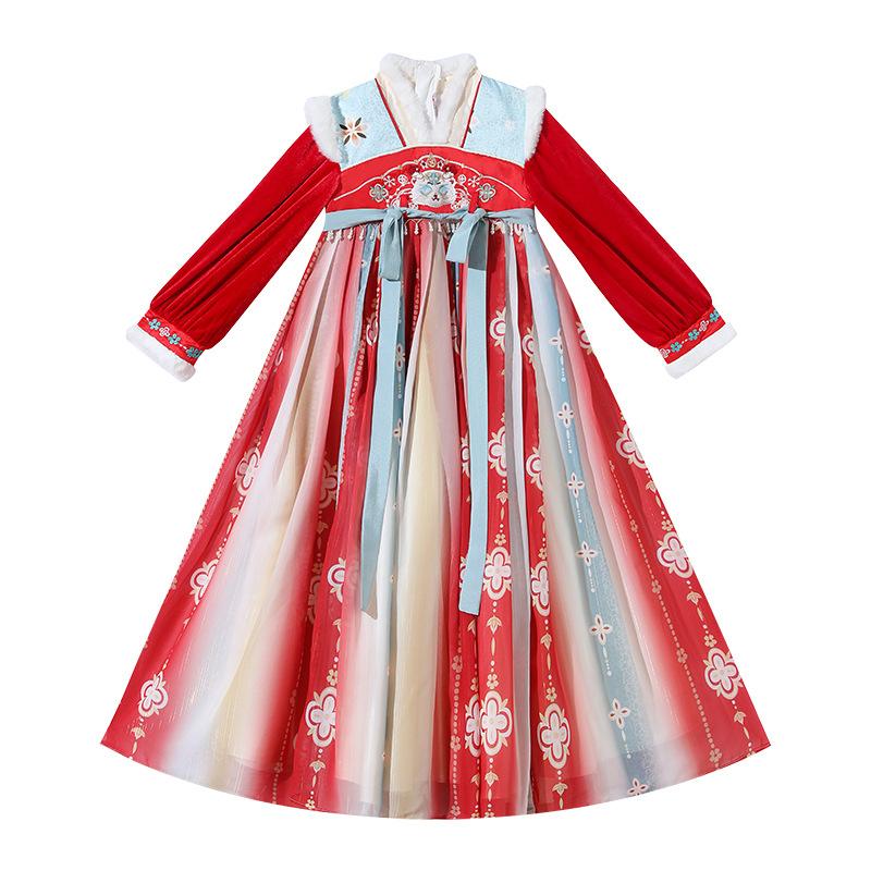 Hanfu Girls Winter Children's New Year's Clothing New Year's Clothing Autumn and Winter 1011 Tang Clothing New Year's Skirt Birthday Dress
