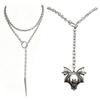 Punk Lariat Y Necklace, Gothic Bat Pendant Necklace, O Ring Long Necklace, Adjustable Slip Chain Necklace Jewelry Gift for Women