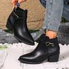 Fashion Block Heel Booties Women's Fashion Pointed Toe Side Pull Soft Sole Anti-slip Wear-resistant High Heel Boots