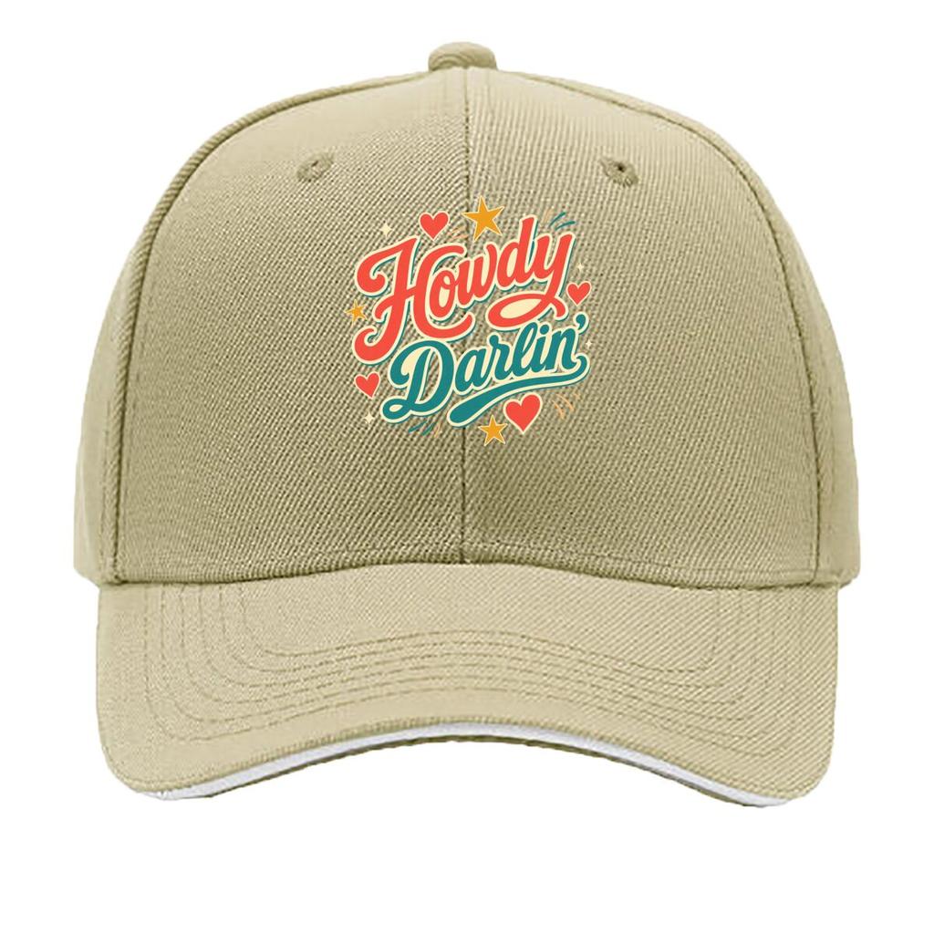 Retro Western Howdy Darlin Script De Sandwich Baseball Cap Sun Cap Outdoor Workouts Hat
