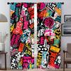 Street Element Graffiti Curtains for Bedroom Blackout Curtain for Room 2 Panel Home Interior Curtains Shades Partition Living