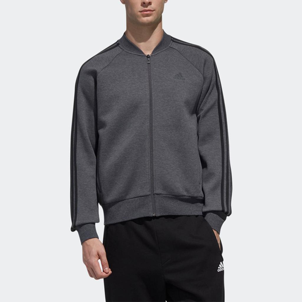 Adidas Full Zip Casual Sports Jacket Men Outerwear Dark-Hemp-Grey DW4658