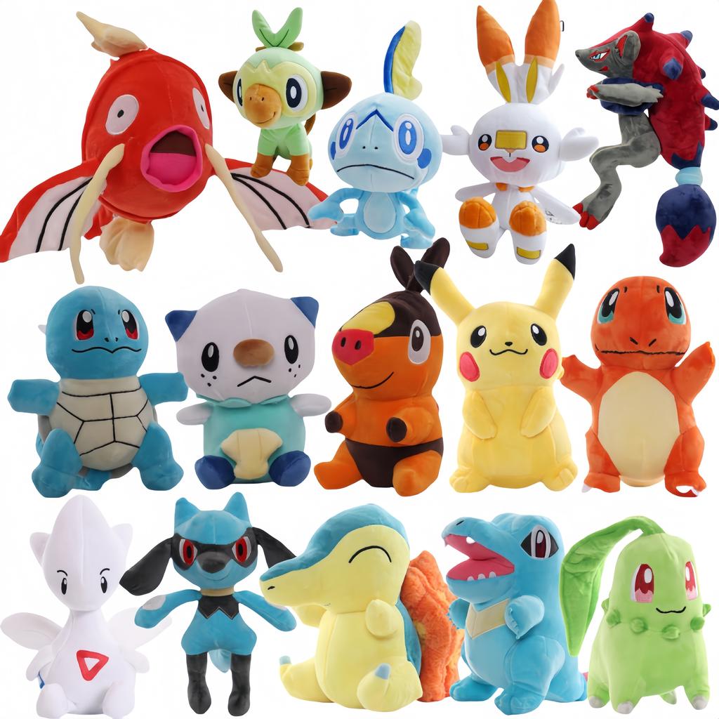 Pikachu Peluche Stuffed Zoroark Magikarp Oshawott Tepig Scorbunny Totodile Cyndaquil Totodile Plush Doll Baby Xmas Gift