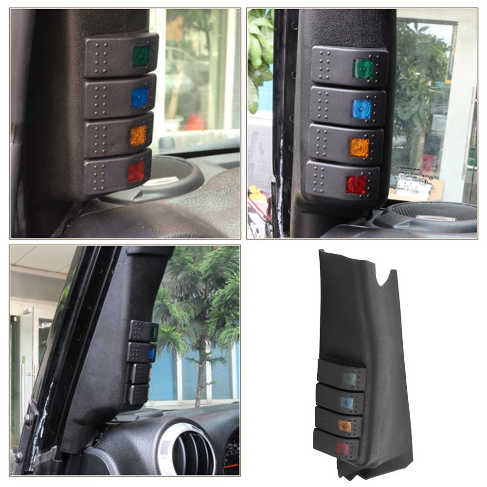 A Pillar Switch Panel Combination Switches with 4 LED Fit for Jeep Wrangler 20072017