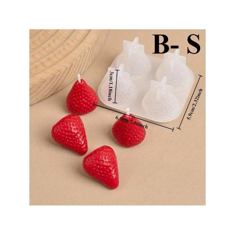 Strawberry Silicone Candle Mold 3D Fruit Craft DIY Baking Resin Chocolate Fondant Decorative Molds Handmade Party Supplies