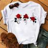 New Harajuku Women's T-shirt Fashion Creative Reose Musical Note Printed T Shirt Casual Shirt Short-sleeved Female Tshirt