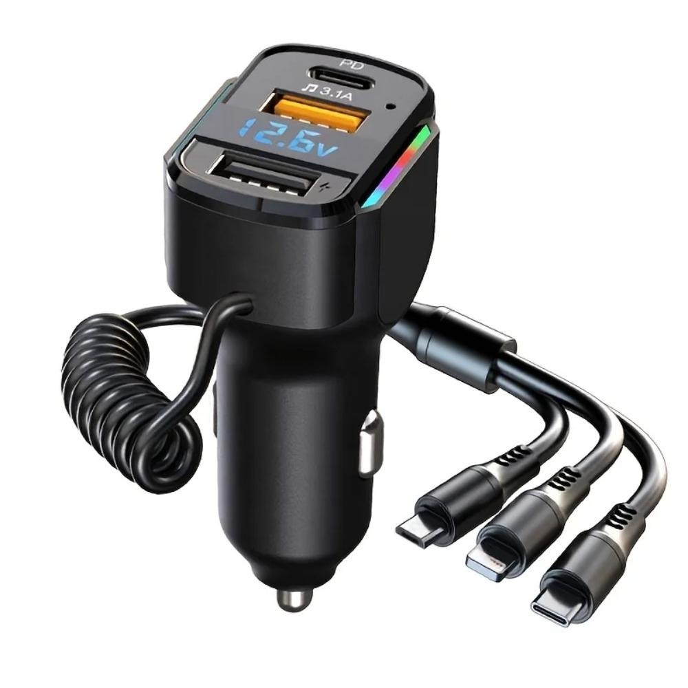 Safe Mini USB Car Charger Fast charging Charger Adapter Universal 3-in-1 Car Charger  Phone