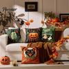 Square Sofa Cushion Protectors Halloween Ghost Cover, Retro Pumpkin Throw Pillow Case, 18x18 Covers Inch Washable Cover for Couch Bed Decor Breathable