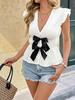 2026 Spring/Summer Sweet Bow Slim-Fit Shirt - European & American Vacation Fashion for Women