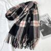 Plaid Scarf Women's New Autumn and Winter Fashion Imitation Cashmere Fringed Shawl Thickened Warm Scarf Windproof, Warm & Decorative, Casual Shawl