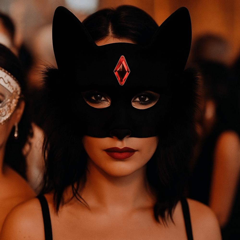 Futrzasta Maska Maskaradowa na Halloween Śmieszna Maska Półtwarzowa Urocze Maseczki z Pyszczkiem Kota Teatr