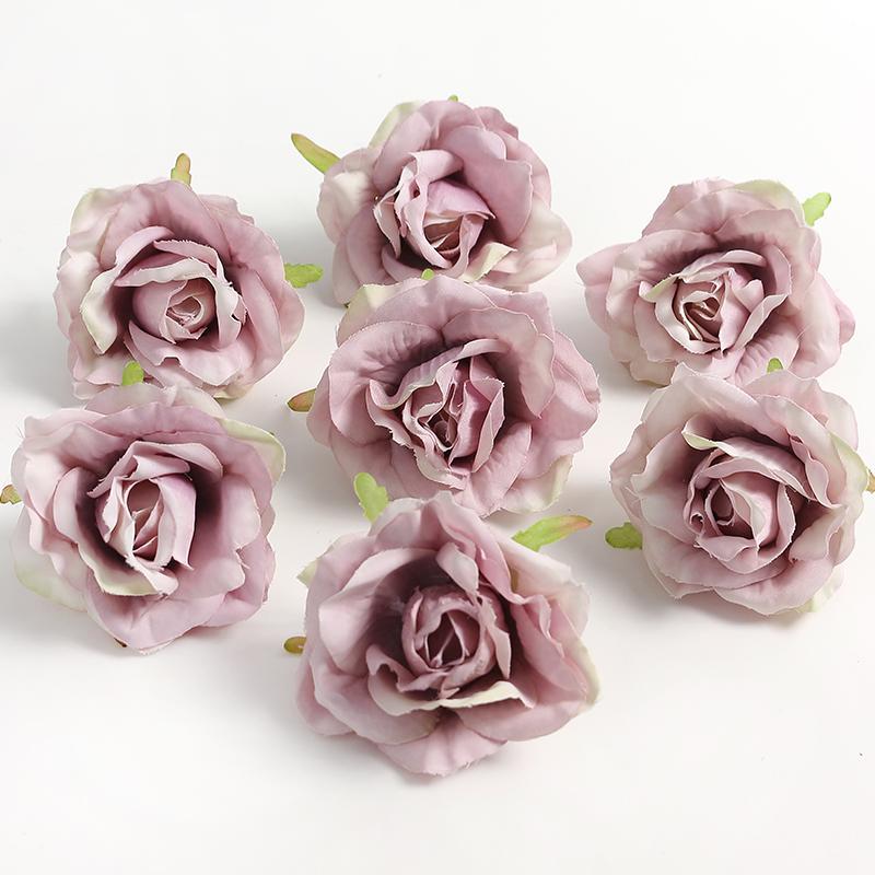 3/5Pcs Rose Artificial Flowers Heads 7cm Fake Flowers for Marriage Wedding Decorations Home Decor DIY Craft Garland Accessories