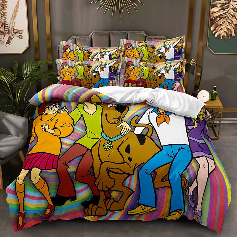 Scooby Doo Dog Quilt Cover Home Textiles Bedding Three-Piece Set, Kit Pillowcase