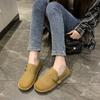 Fashion New Style Luxury Leather Women Shoes Spring Retro Round Head Casual Flat Rubber Bottom Belt Buckle Women's Single Shoes
