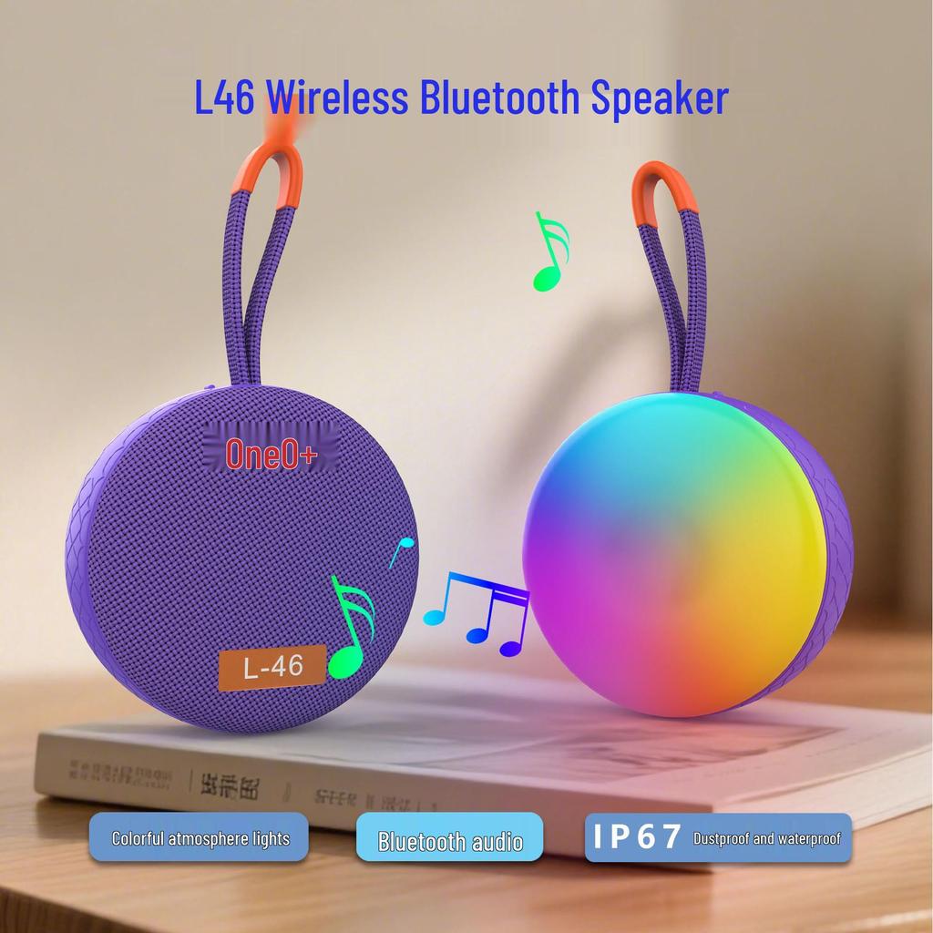 L-46 Portable Waterproof Bluetooth Speaker with Fabric Design, Mini Size, HIFI Sound, Sports-Ready, and Atmosphere Light