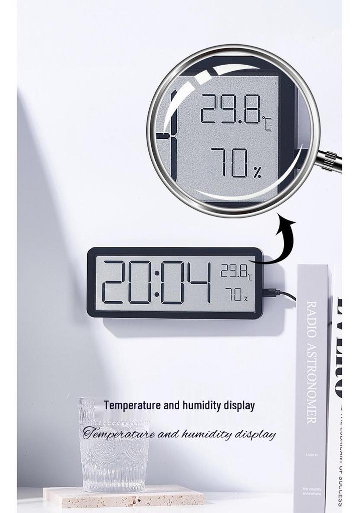 INS Large Screen Wall or Freestanding Clock with Temperature & Humidity Display YD106