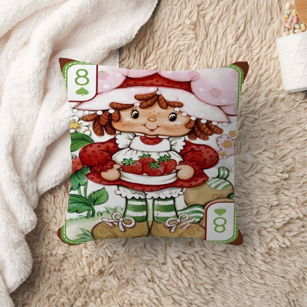 Cartoon Strawberry Shortcake Personalized Pillow Cover Kids Bedroom Wild Party Decor Pillowcase kid Birthday shower Gift 30x30 cm