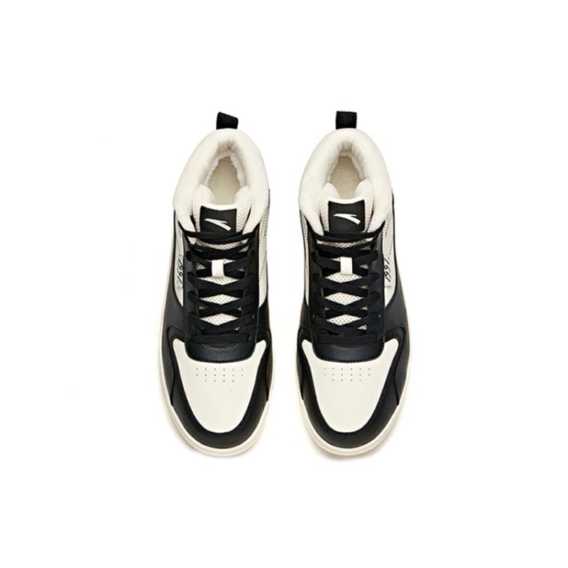 Anta Life Collection Coverage Warm Slip-Resistant Mid-Top Skateboard Shoes Men's White Black Sneakers 912046920-1