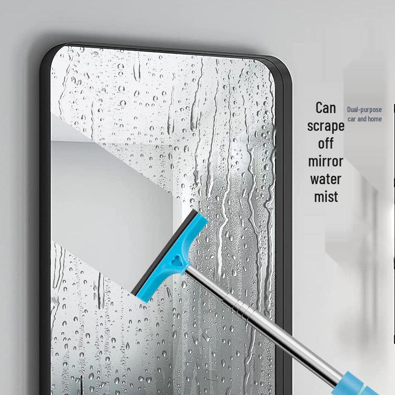 Retractable Rearview Mirror & Window Cleaning Brush/Squeegee