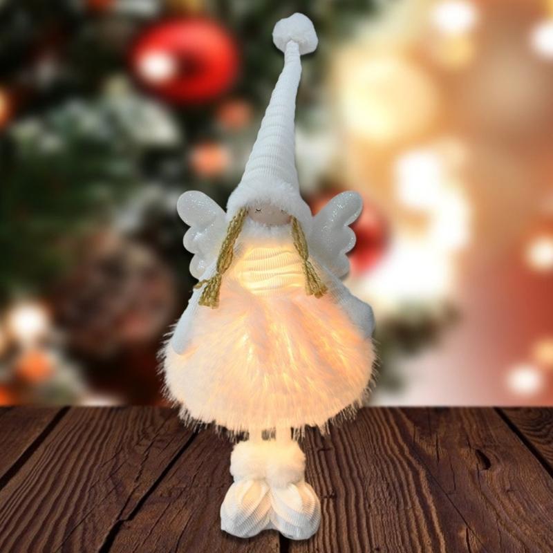 Illuminated Fabric Angel Statue Festival Tabletop Ornament Perfect For Christmas Weddings And Special Celebration