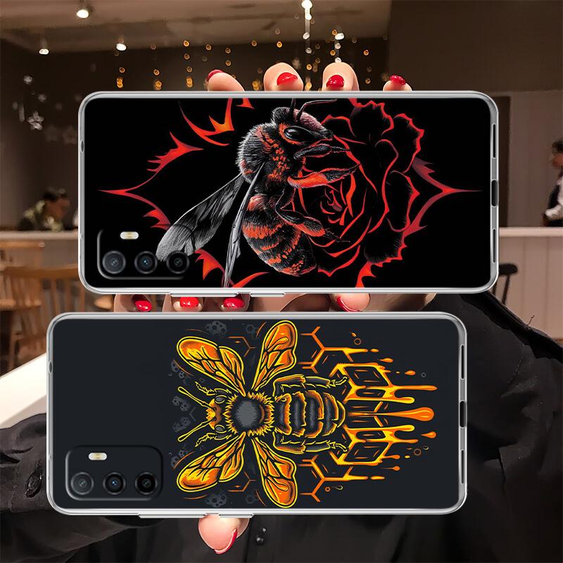 QT8 Art Bees Cartoon Phone Case for Motorola Moto G14 G31 G32 G34 G73 G71 G72 G24 G84 G85 G62 E32 E22S G7 E7 Play Plus Power