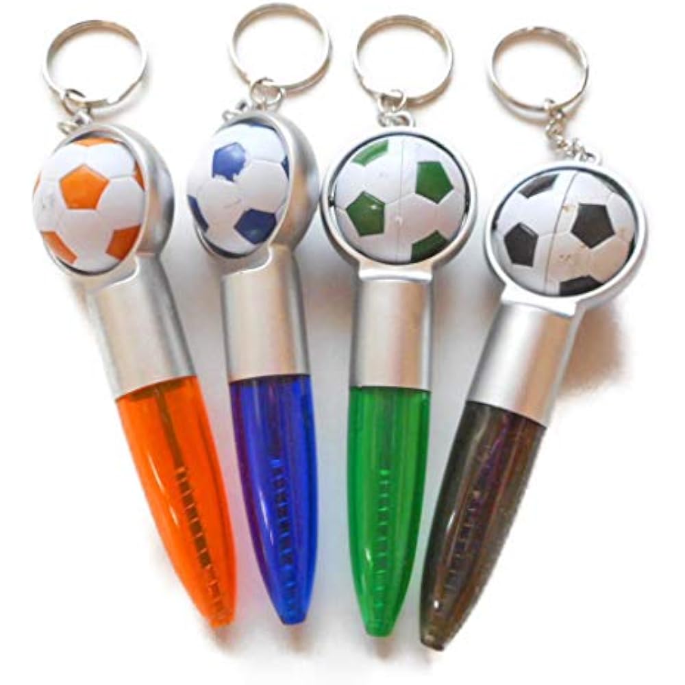 Soccer Gracias Mini Ball Pen Keychain with Soccer Ball, Set of 4
