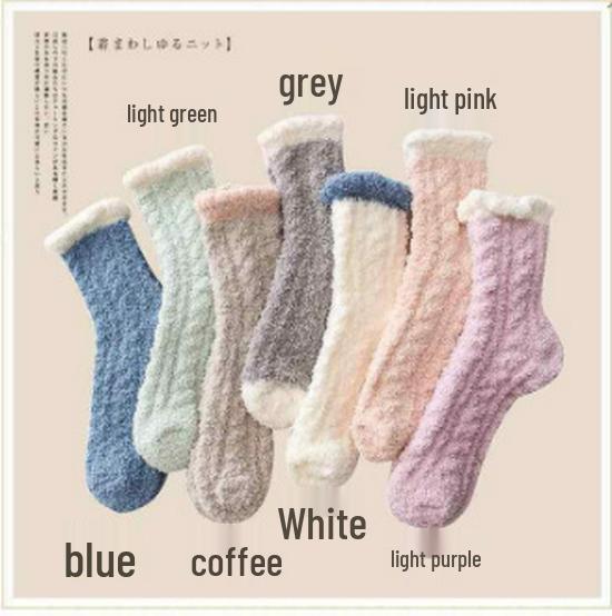 Women s Thickened Coral Fleece Sleep Socks - Cozy Autumn/Winter Home & Postpartum Warmth