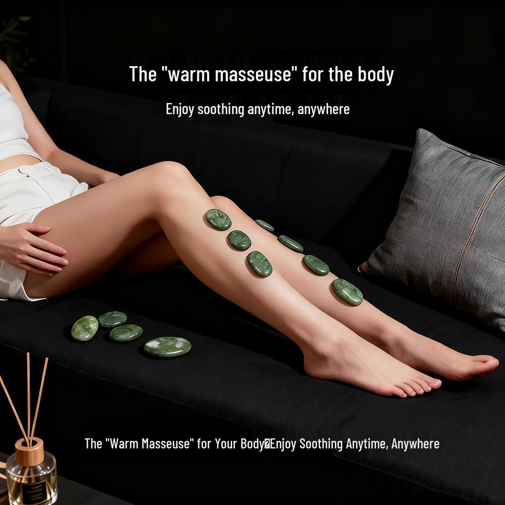 Olive Jade Heated Gua Sha & Massage Stone Set for Spa Therapy