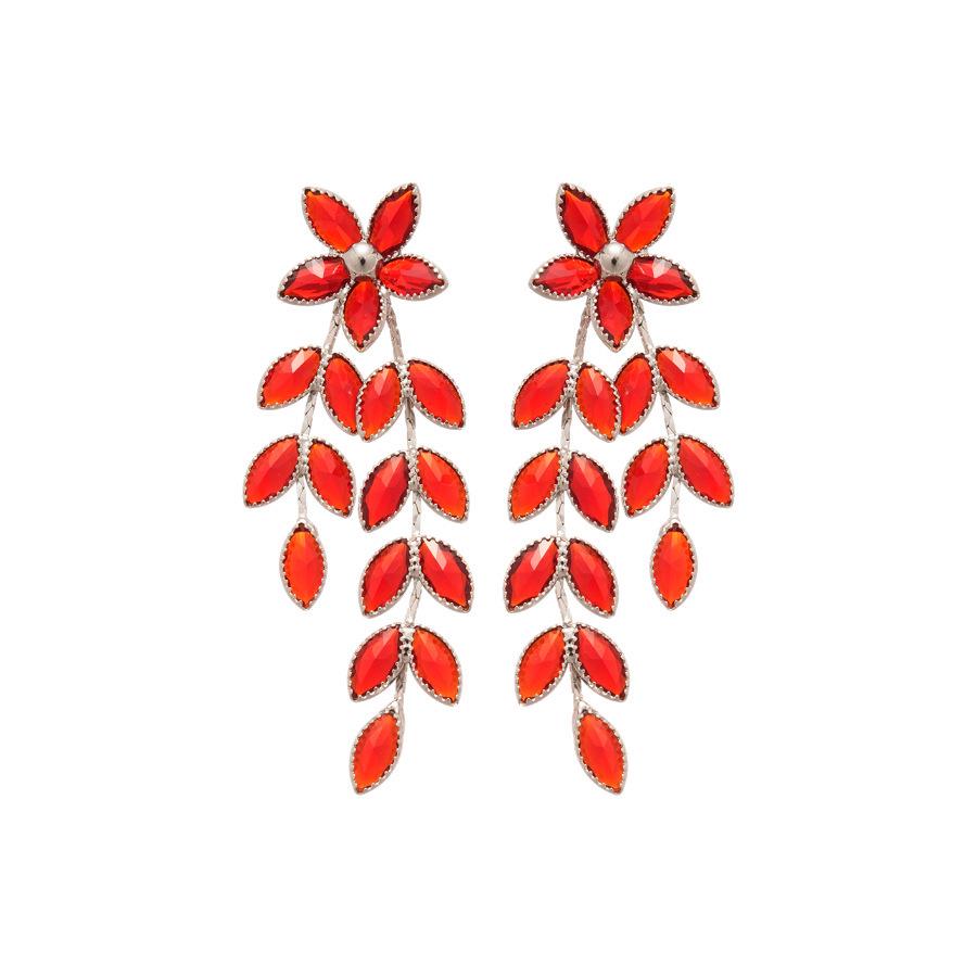 Orecchini a forma di fiore di vetro con spiga di grano e nappa in argento: Eleganti Orecchini a Bottone di Lusso per Donna