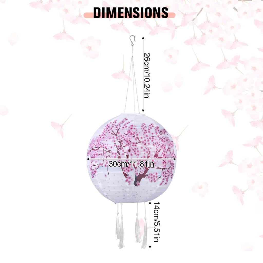 LED Solar Lantern Nylon Colth Solar Powered Cherry Blossom Lights Chinese Traditional Hanging Lanterns for Patio Garden Decor
