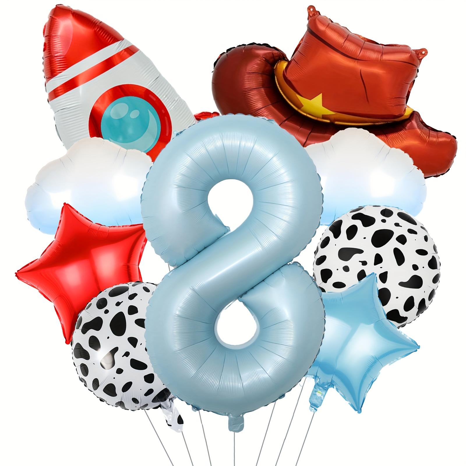 

9Pcs Cloud Rocket Cowboy Hat Balloon Set Digital Numbers for Birthday Western Party Baby Shower Christening Wedding Celebration 40inch