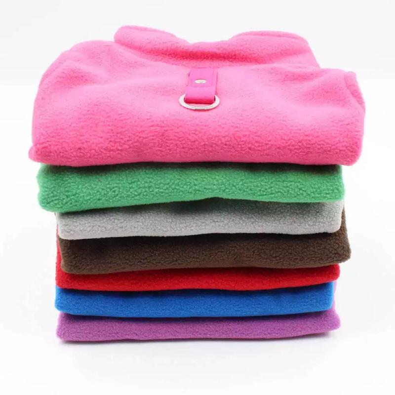 Thick Solid Color Polar Fleece Pet Dog Clothes with Leash