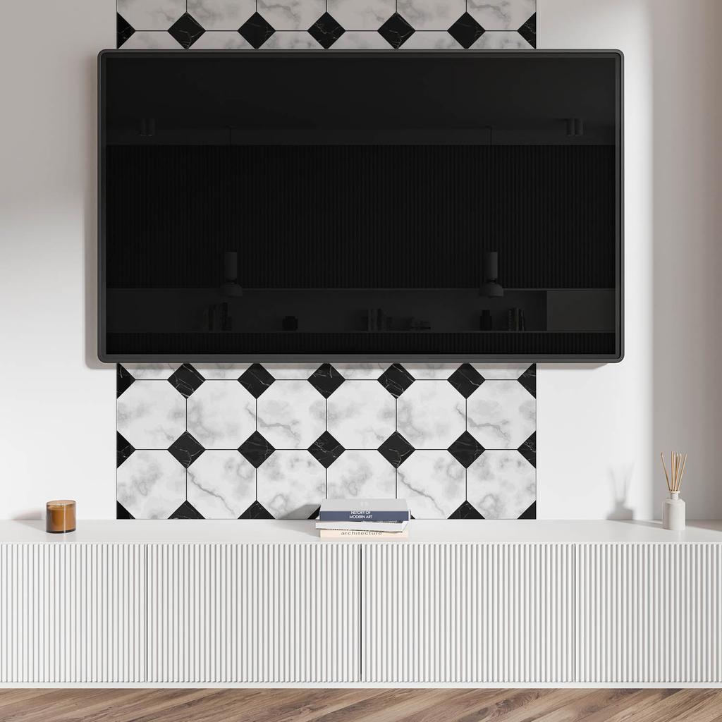 Gotowy Do Montażu Panel Winylowy Z Dekoracyjnym Nadrukiem 120X60 Cm Geometryczne Wzory Płytek