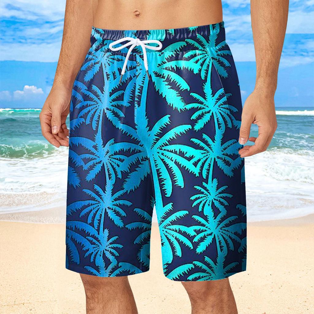 Summer 3D Tropical Plants Flower Print Shorts Fashionable Casual Beach Men's Shorts